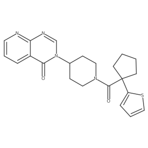 3-(1-(1-(thiophen-2-yl)cyclopentanecarbonyl)piperidin-4-yl)pyrido[2,3-d]pyrimidin-4(3H)-one结构式