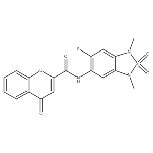 N-(6-fluoro-1,3-dimethyl-2,2-dioxido-1,3-dihydrobenzo[c][1,2,5]thiadiazol-5-yl)-4-oxo-4H-chromene-2-carboxamide结构式