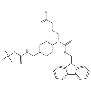 4-{[4-({[(tert-butoxy)carbonyl]amino}methyl)cyclohexyl]({[(9H-fluoren-9-yl)methoxy]carbonyl})amino}butanoic acid结构式