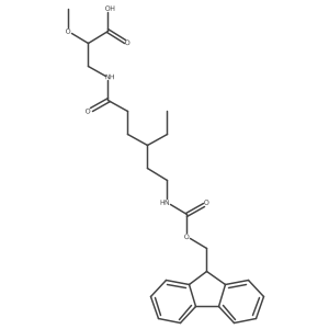 3-[4-ethyl-6-({[(9H-fluoren-9-yl)methoxy]carbonyl}amino)hexanamido]-2-methoxypropanoic acid结构式