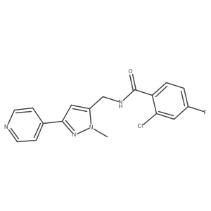 2-chloro-4-fluoro-N-{[1-methyl-3-(pyridin-4-yl)-1H-pyrazol-5-yl]methyl}benzamide结构式
