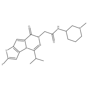 2-[4-fluoro-9-oxo-12-(propan-2-yl)-5-thia-1,10,11-triazatricyclo[6.4.0.0,2,6]dodeca-2(6),3,7,11-tetraen-10-yl]-N-[(3R)-1-methylpiperidin-3-yl]acetamide结构式