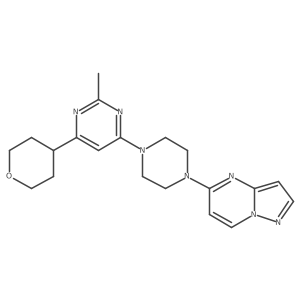 2-Methyl-4-(oxan-4-yl)-6-(4-{pyrazolo[1,5-a]pyrimidin-5-yl}piperazin-1-yl)pyrimidine结构式