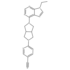 6-[5-(9-ethyl-9H-purin-6-yl)-octahydropyrrolo[3,4-c]pyrrol-2-yl]pyridine-3-carbonitrile结构式