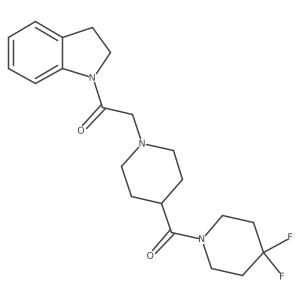2-[4-(4,4-difluoropiperidine-1-carbonyl)piperidin-1-yl]-1-(2,3-dihydro-1H-indol-1-yl)ethan-1-one结构式