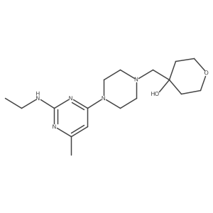 4-({4-[2-(Ethylamino)-6-methylpyrimidin-4-yl]piperazin-1-yl}methyl)oxan-4-ol结构式