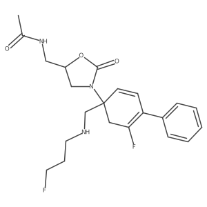 N-[[(5S)-3-[5-fluoro-1-[(3-fluoropropylamino)methyl]-4-phenylcyclohexa-2,4-dien-1-yl]-2-oxo-1,3-oxazolidin-5-yl]methyl]acetamide Structure