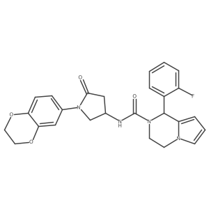 N-(1-(2,3-dihydrobenzo[b][1,4]dioxin-6-yl)-5-oxopyrrolidin-3-yl)-1-(2-fluorophenyl)-3,4-dihydropyrrolo[1,2-a]pyrazine-2(1H)-carboxamide Structure