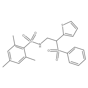 2,4,6-trimethyl-N-(2-(phenylsulfonyl)-2-(thiophen-2-yl)ethyl)benzenesulfonamide Structure