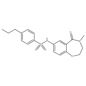 N-(4-methyl-5-oxo-2,3,4,5-tetrahydrobenzo[f][1,4]oxazepin-7-yl)-4-propylbenzenesulfonamide结构式