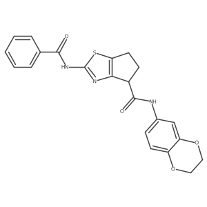 2-benzamido-N-(2,3-dihydrobenzo[b][1,4]dioxin-6-yl)-5,6-dihydro-4H-cyclopenta[d]thiazole-4-carboxamide Structure