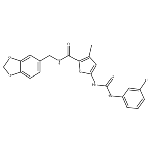 N-(benzo[d][1,3]dioxol-5-ylmethyl)-2-(3-(3-chlorophenyl)ureido)-4-methylthiazole-5-carboxamide Structure