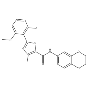 N-(2,3-dihydro-1,4-benzodioxin-6-yl)-2-(2-fluoro-6-methoxyphenyl)-4-methyl-1,3-thiazole-5-carboxamide结构式