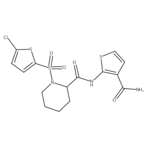 N-(3-carbamoylthiophen-2-yl)-1-[(5-chlorothiophen-2-yl)sulfonyl]piperidine-2-carboxamide Structure