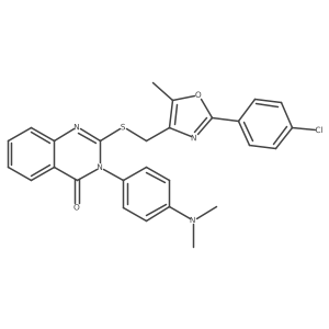 2-(((2-(4-chlorophenyl)-5-methyloxazol-4-yl)methyl)thio)-3-(4-(dimethylamino)phenyl)quinazolin-4(3H)-one Structure