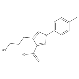 4-(3-hydroxypropyl)-1-(4-methylphenyl)-1H-pyrazole-3-carboxylic acid结构式