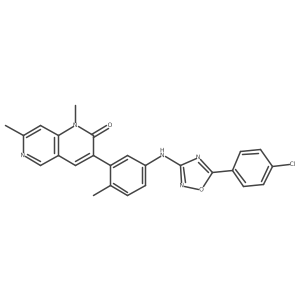 3-[5-[[5-(4-Chlorophenyl)-1,2,4-oxadiazol-3-yl]amino]-2-methylphenyl]-1,7-dimethyl-1,6-naphthyridin-2-one结构式