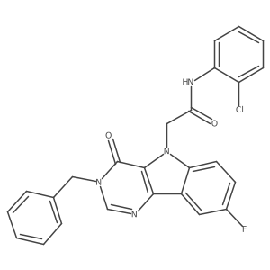 2-(3-benzyl-8-fluoro-4-oxo-3H-pyrimido[5,4-b]indol-5(4H)-yl)-N-(2-chlorophenyl)acetamide结构式