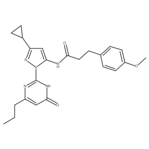 N-(3-cyclopropyl-1-(6-oxo-4-propyl-1,6-dihydropyrimidin-2-yl)-1H-pyrazol-5-yl)-3-(4-methoxyphenyl)propanamide Structure
