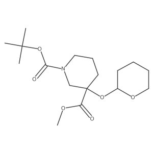 1-tert-butyl 3-methyl 3-(tetrahydro-2H-pyran-2-yloxy)piperidine-1,3-dicarboxylate结构式
