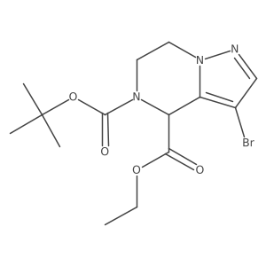 O5-tert-butyl O4-ethyl 3-bromo-6,7-dihydro-4H-pyrazolo[1,5-a]pyrazine-4,5-dicarboxylate结构式