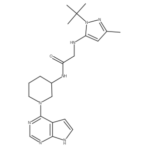 N-(1-(7H-pyrrolo[2,3-d]pyrimidin-4-yl)piperidin-3-yl)-2-(1-tert-butyl-3-methyl-1H-pyrazol-5-ylamino)acetamide Structure