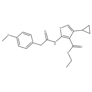 Ethyl 4-cyclopropyl-2-(2-(4-methoxyphenyl)acetamido)thiophene-3-carboxylate结构式