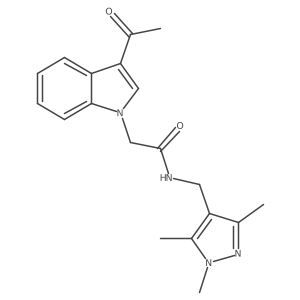 2-(3-acetyl-1H-indol-1-yl)-N-[(1,3,5-trimethyl-1H-pyrazol-4-yl)methyl]acetamide结构式