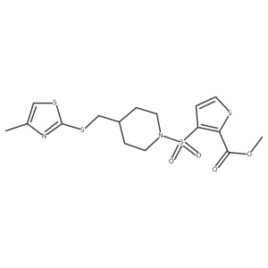 Methyl 3-((4-(((4-methylthiazol-2-yl)thio)methyl)piperidin-1-yl)sulfonyl)thiophene-2-carboxylate Structure
