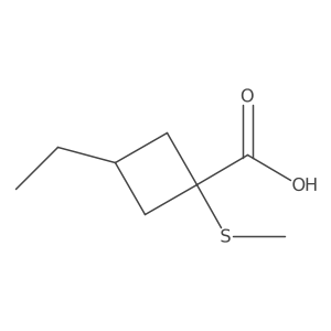 3-Ethyl-1-(methylsulfanyl)cyclobutane-1-carboxylic acid结构式