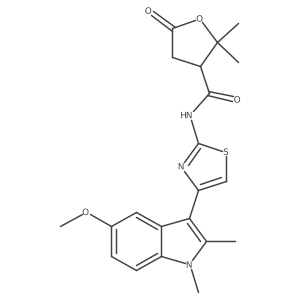 N-[4-(5-methoxy-1,2-dimethyl-1H-indol-3-yl)-1,3-thiazol-2-yl]-2,2-dimethyl-5-oxotetrahydrofuran-3-carboxamide Structure