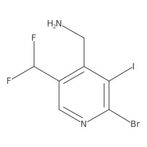 (2-Bromo-5-(difluoromethyl)-3-iodopyridin-4-yl)methanamine Structure