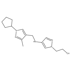 2-(4-{[(1-cyclopentyl-3-methyl-1H-pyrazol-4-yl)methyl]amino}-1H-pyrazol-1-yl)ethan-1-ol Structure