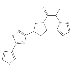 2-(1H-pyrazol-1-yl)-1-(3-(5-(thiophen-3-yl)-1,2,4-oxadiazol-3-yl)pyrrolidin-1-yl)propan-1-one结构式