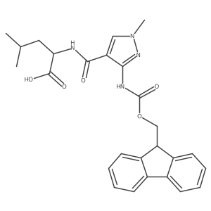(2R)-2-{[3-({[(9H-fluoren-9-yl)methoxy]carbonyl}amino)-1-methyl-1H-pyrazol-4-yl]formamido}-4-methylpentanoic acid结构式