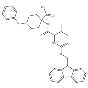 1-benzyl-4-[(2R)-2-({[(9H-fluoren-9-yl)methoxy]carbonyl}amino)-3-methylbutanamido]piperidine-4-carboxylic acid结构式