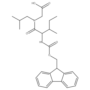 2-[(2S,3S)-2-({[(9H-fluoren-9-yl)methoxy]carbonyl}amino)-3-methyl-N-(2-methylpropyl)pentanamido]acetic acid结构式