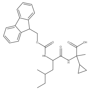 2-cyclopropyl-2-[2-({[(9H-fluoren-9-yl)methoxy]carbonyl}amino)-4-methylhexanamido]propanoic acid结构式