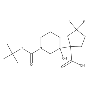 1-{1-[(Tert-butoxy)carbonyl]-3-hydroxypiperidin-3-yl}-3,3-difluorocyclopentane-1-carboxylic acid结构式