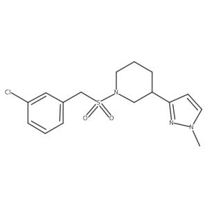 1-((3-chlorobenzyl)sulfonyl)-3-(1-methyl-1H-pyrazol-3-yl)piperidine Structure