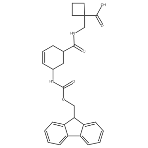 rac-1-({[(1R,5S)-5-({[(9H-fluoren-9-yl)methoxy]carbonyl}amino)cyclohex-3-en-1-yl]formamido}methyl)cyclobutane-1-carboxylic acid Structure