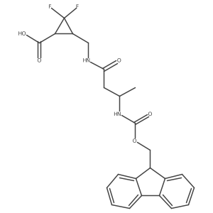 (1RS,3SR)-3-{[(3R)-3-({[(9H-fluoren-9-yl)methoxy]carbonyl}amino)butanamido]methyl}-2,2-difluorocyclopropane-1-carboxylic acid Structure