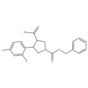 rac-(3R,4S)-1-[(benzyloxy)carbonyl]-4-(2-fluoro-4-methylphenyl)pyrrolidine-3-carboxylic acid Structure