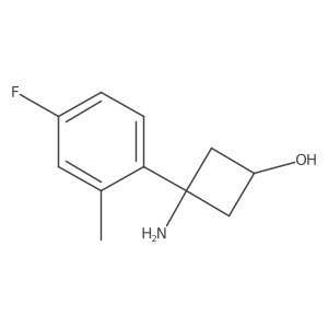 3-Amino-3-(4-fluoro-2-methylphenyl)cyclobutan-1-ol结构式