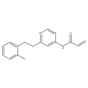 N-(6-{[(2-methylphenyl)methyl]sulfanyl}pyrimidin-4-yl)prop-2-enamide Structure
