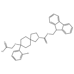 2-{[8-(2-bromopyridin-3-yl)-2-{[(9H-fluoren-9-yl)methoxy]carbonyl}-2-azaspiro[4.5]decan-8-yl]oxy}acetic acid结构式