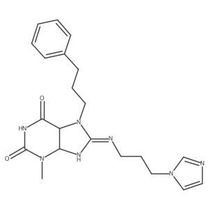 8-(3-imidazol-1-ylpropylimino)-3-methyl-7-(3-phenylpropyl)-5,9-dihydro-4H-purine-2,6-dione Structure