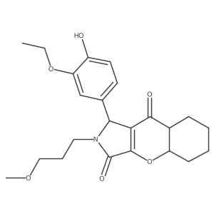 1-(3-ethoxy-4-hydroxyphenyl)-2-(3-methoxypropyl)-4a,5,6,7,8,8a-hexahydro-1H-chromeno[2,3-c]pyrrole-3,9-dione结构式