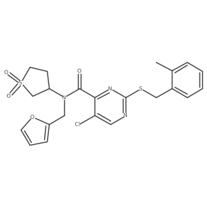 5-chloro-N-(1,1-dioxidotetrahydrothiophen-3-yl)-N-(furan-2-ylmethyl)-2-[(2-methylbenzyl)sulfanyl]pyrimidine-4-carboxamide Structure