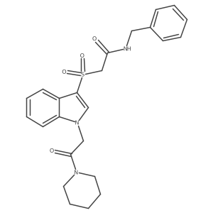 N-benzyl-2-((1-(2-oxo-2-(piperidin-1-yl)ethyl)-1H-indol-3-yl)sulfonyl)acetamide结构式